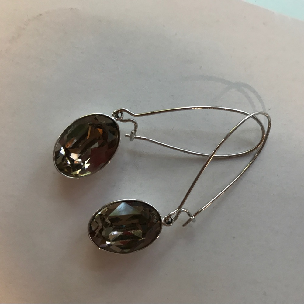 Swarovski Crystal Drop Earrings Grey Barely Used